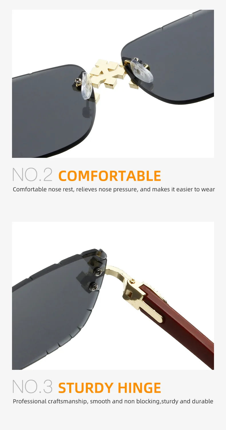 Luxury Steampunk Rimless Square Men Sunglasses UV400