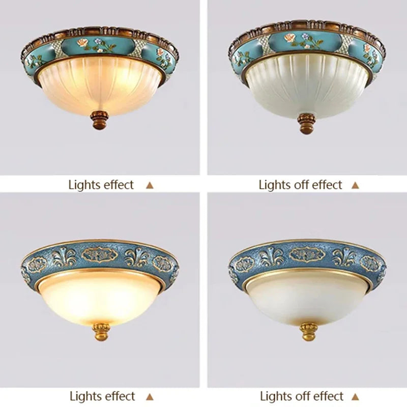 Simple Retro European Home Decor Resin Led Ceiling Lamps