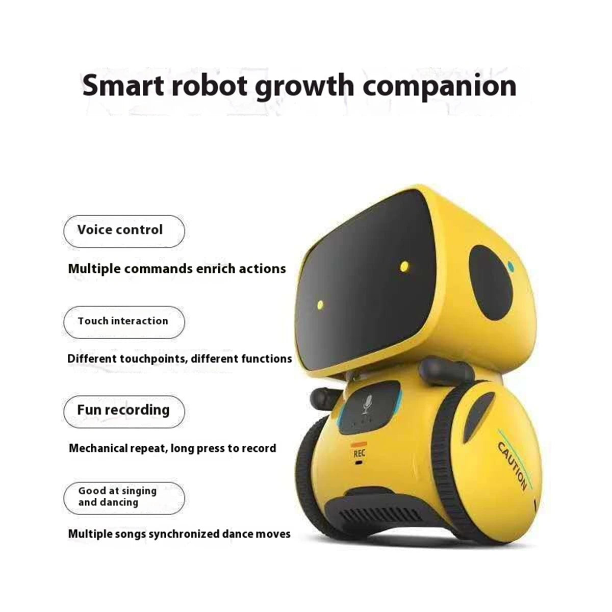 Smart Growth - Companion Robot/Voice Control/Touch Interaction/Fun Recording/Singing & Dancing