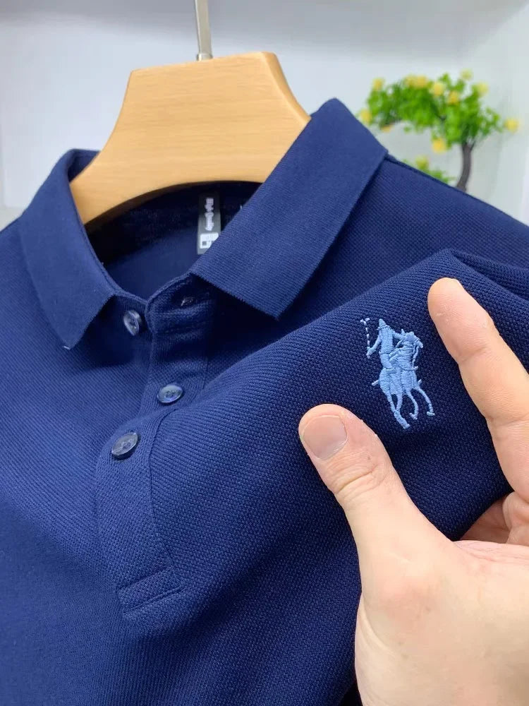 100% Cotton Breathable Short Sleeve Men's T-shirts Men Luxury Embroidery Relaxed POLO Shirt