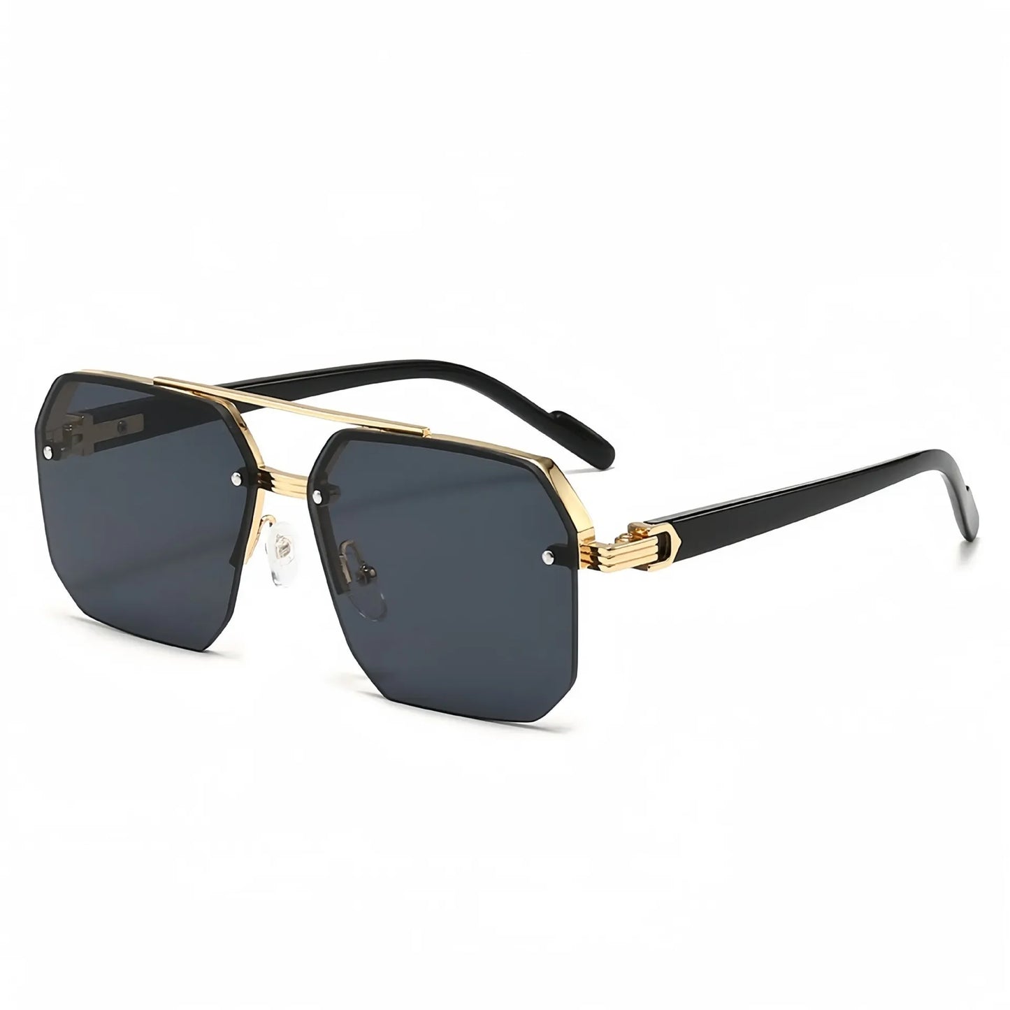 Trendy Aviator Sunglasses for Mens Womens Retro Double Bridge Metal Driving UV400 Outdoor Eyewear Semi-Rimless Lentes De Sol