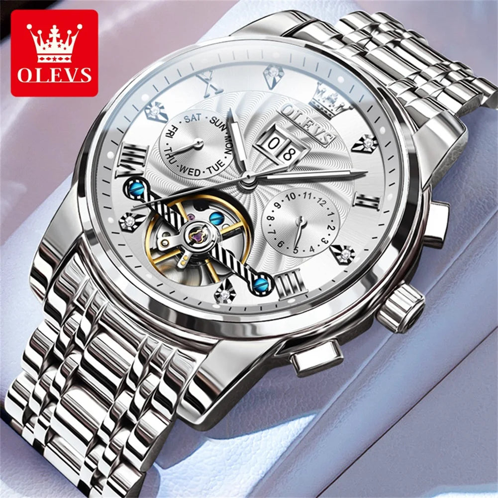 OLEVS Classic Men's Watch Tourbillon Multi-function Full Automatic Men Watch