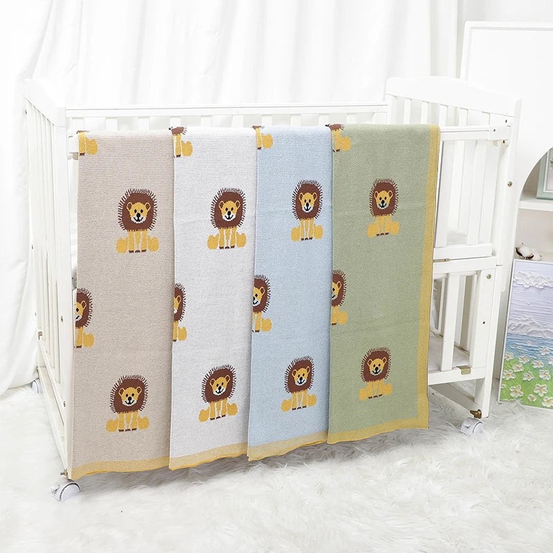 Infant Baby Blankets Cotton Knitted Newborn Girls Boy Bedding Quilt Cute Lions 100*80CM Stroller Swaddling Super Soft Sleep