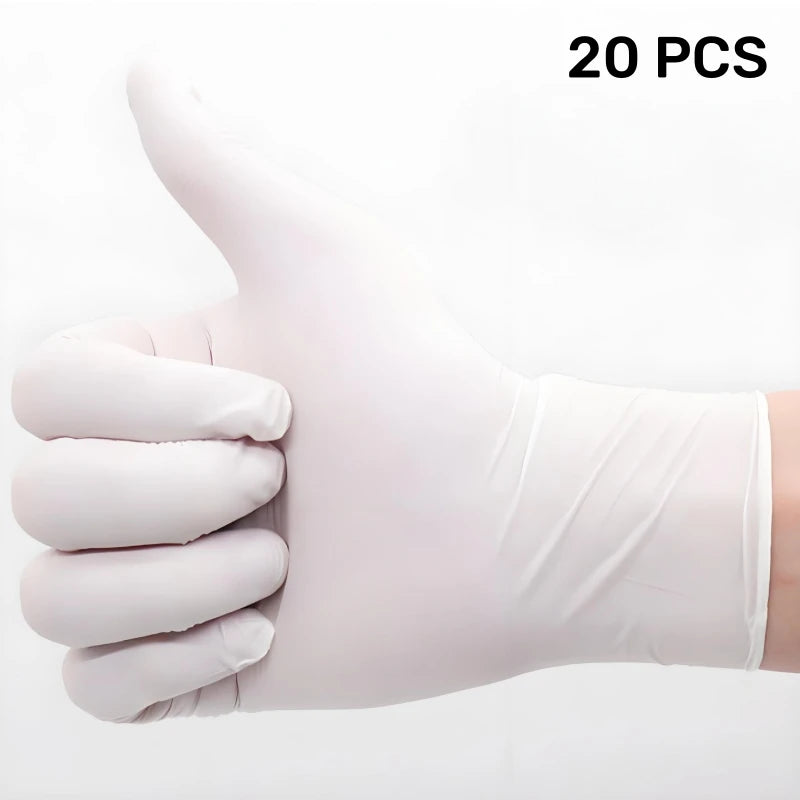 100/50/20PCS White Nitrile Gloves Disposable Waterproof Hair Care Tattoos Household Dishwashing Cleaning Tools