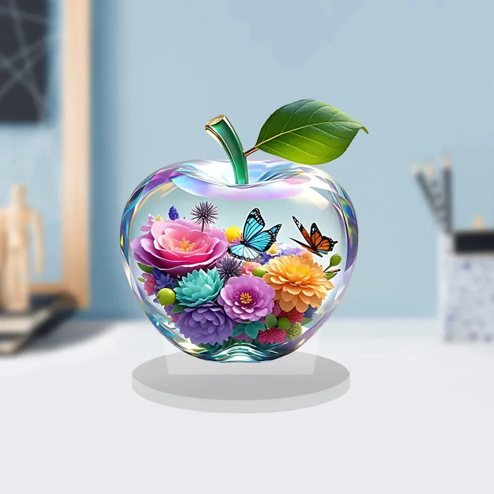 Acrylic Crystal Glass Apple Table Ornament Decoration