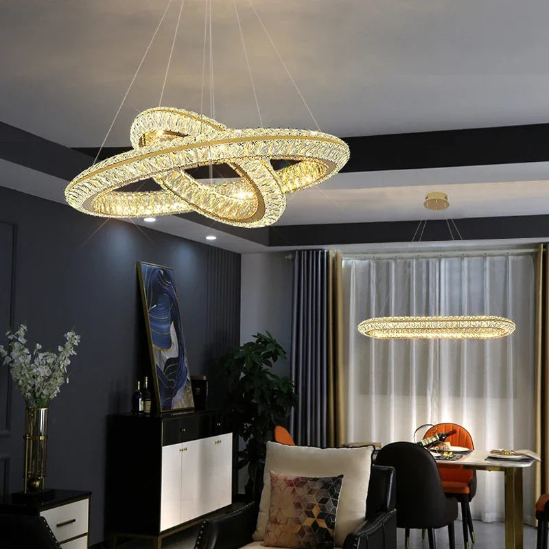 Luxury Crystal LED Pendant Indoor Chandelier Light Villa Living Dining Room Bedroom Hotel