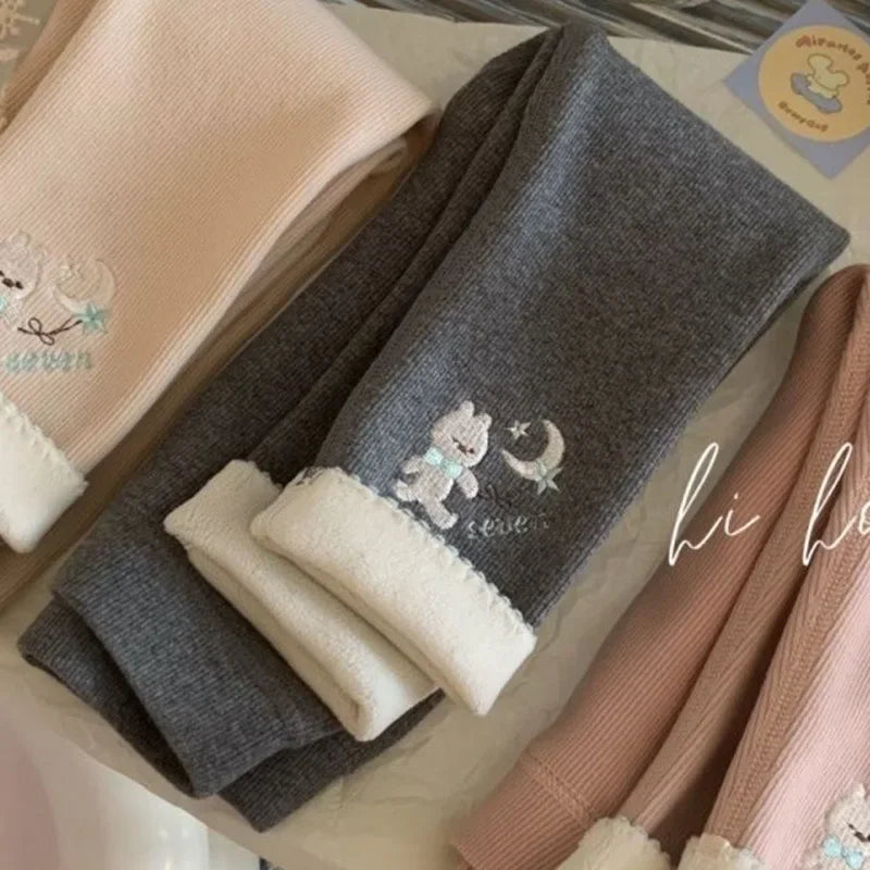Girls Fleece Leggings Autumn Winter Velvet Warm Pants
