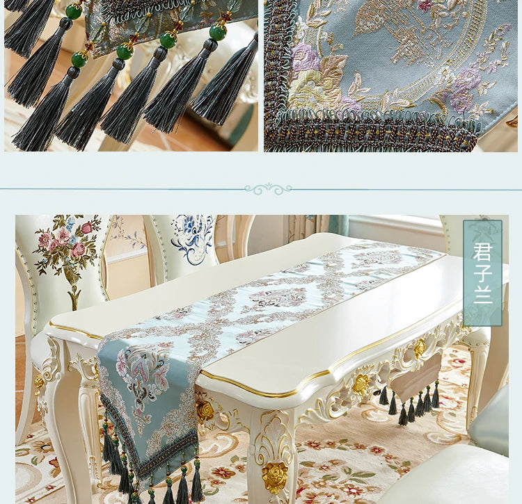 European Luxury Table Runner Multi Tassel Pendant Retro Decor