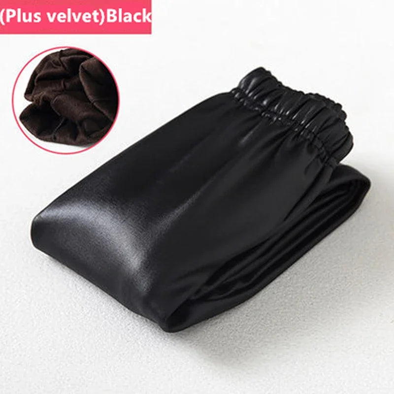 Girls Leggings PU Leather Warm Slim Pants