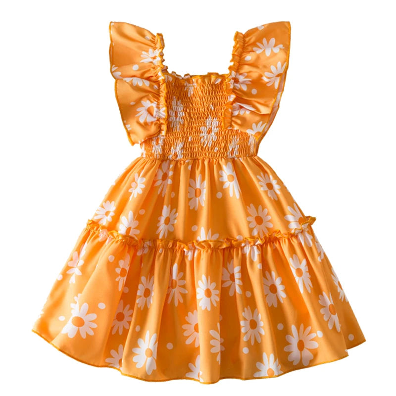 Beach Party Colorful Floral Print Backless Elegant Girl Party Dress