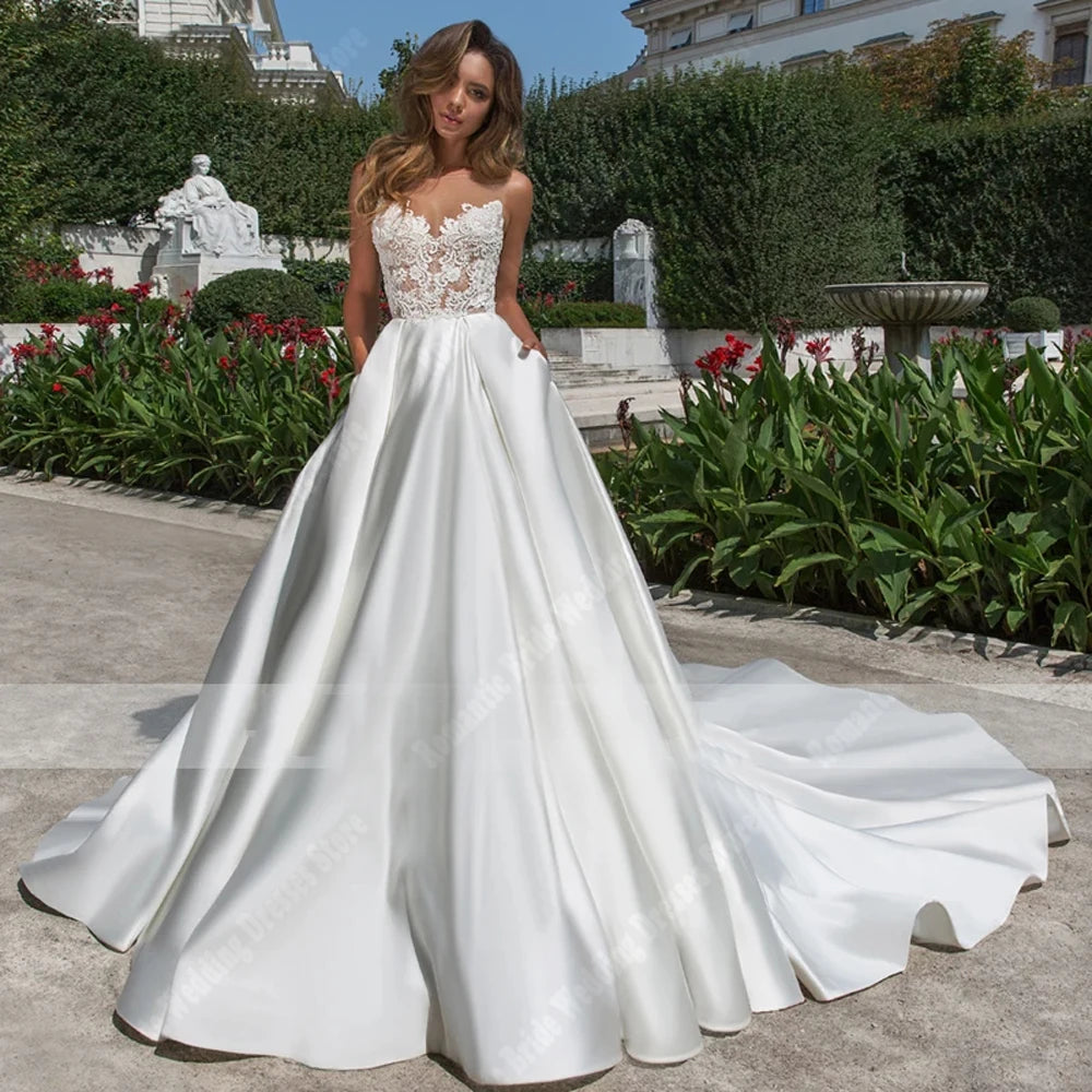 Romantic Sweetheart Sleeveless Wedding Bridal Gown Customized