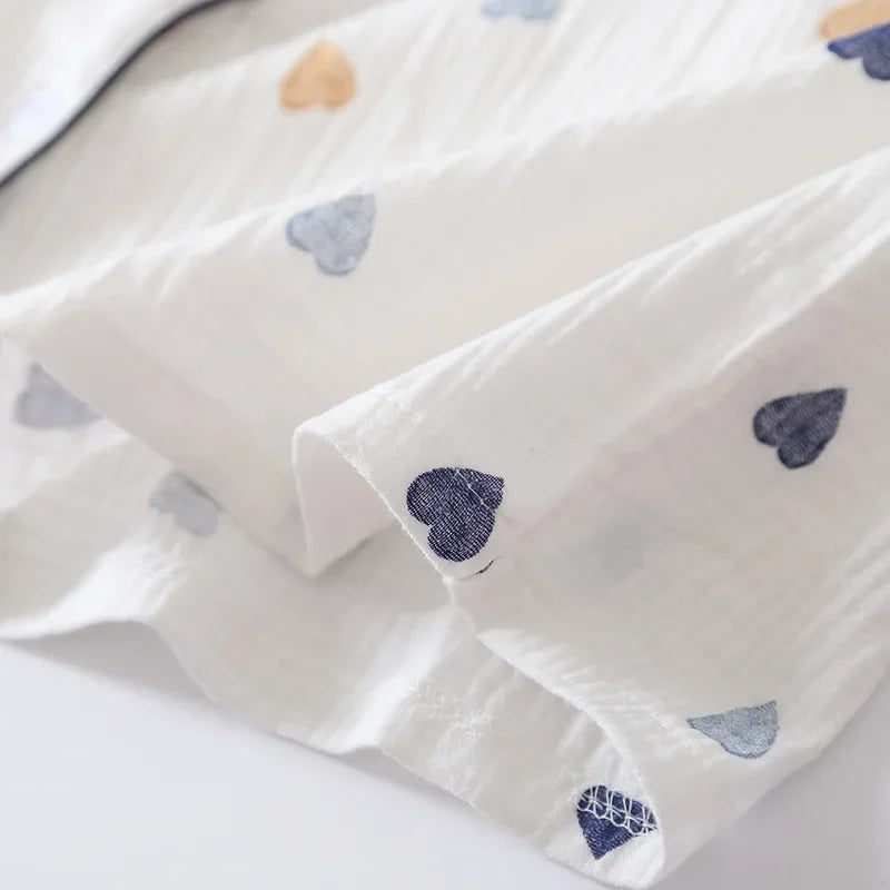 Women heart shape cotton short sleeve pajamas set