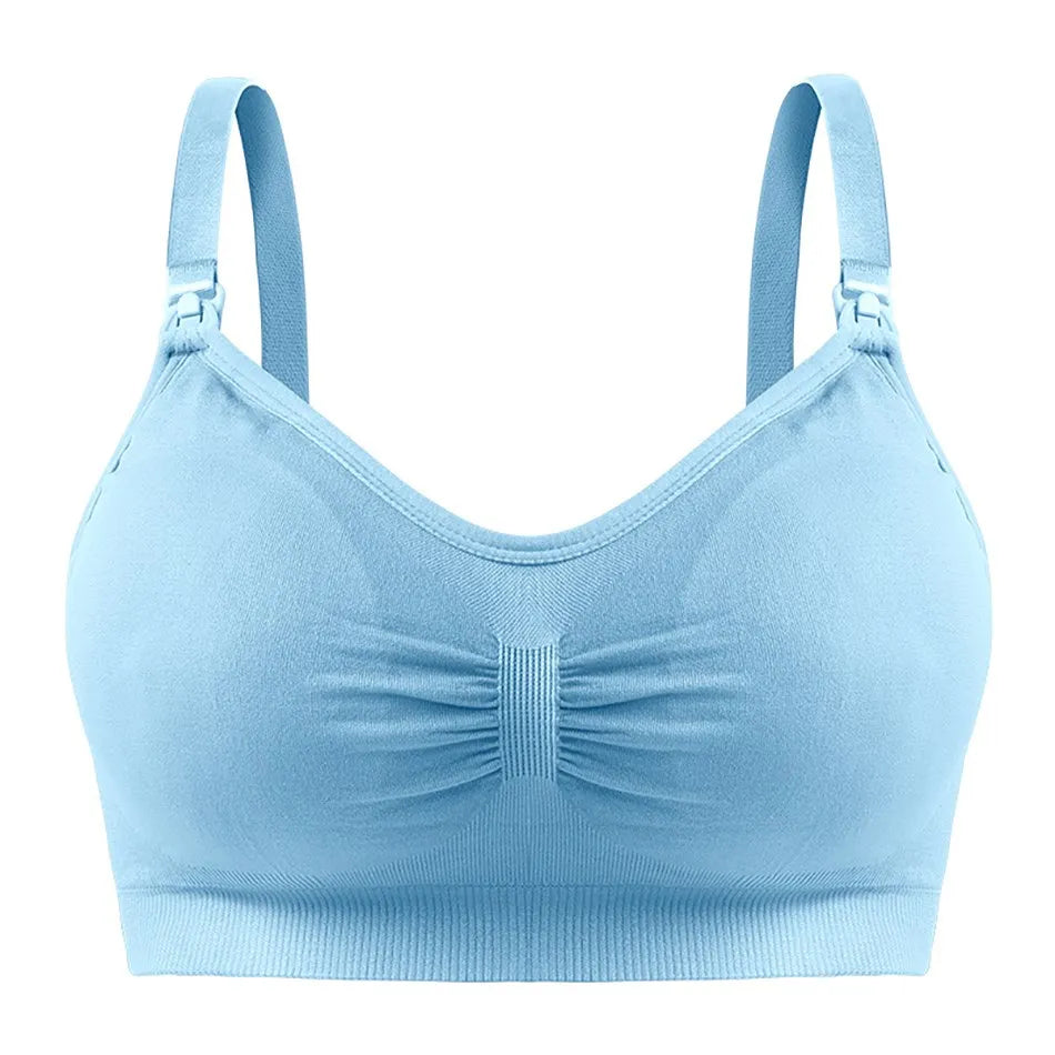 Breastfeeding Bra Upper Buckle Wirefree Seamless Postpartum Removable Chest Pad
