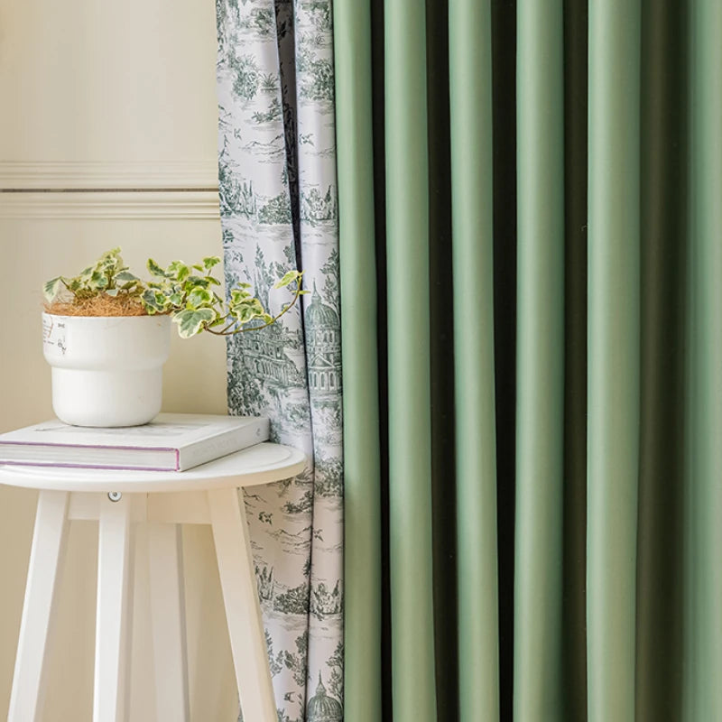 French Pastoral Style Blackout Curtains Light Luxury Bedroom Minimalist Living Room Bay Window Drapes 100% Polyester Home Balcony