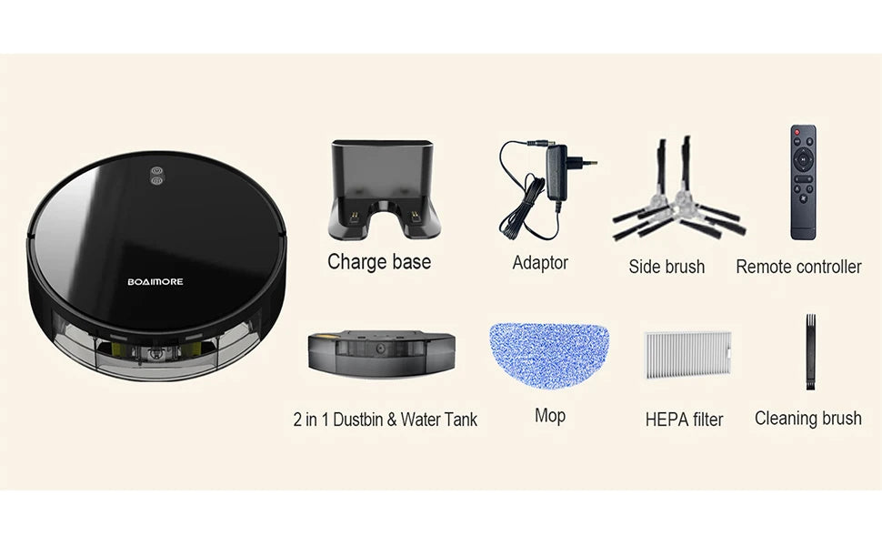 Robot Vacuum Cleaner Combo and Mop 6000PA Strong Suction Robotic App& Remote Control Self-Charging Smart Mapping for Pet Hair