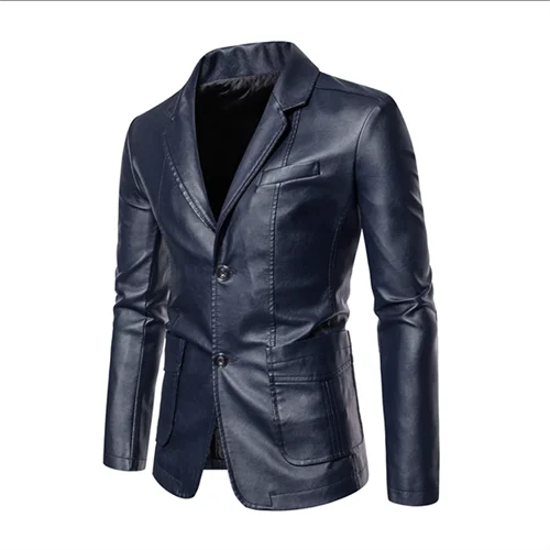 Men's Business Casual Leather Jacket Coats Large Size 5XL Slim Fit
