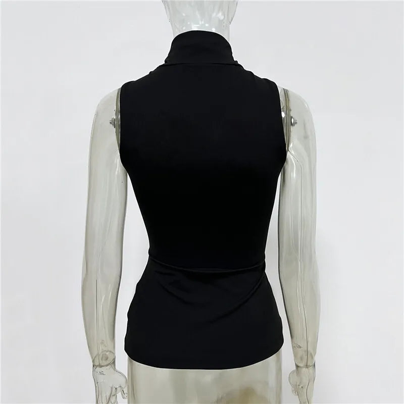 Turtleneck Basic Knit Women Tank Tops