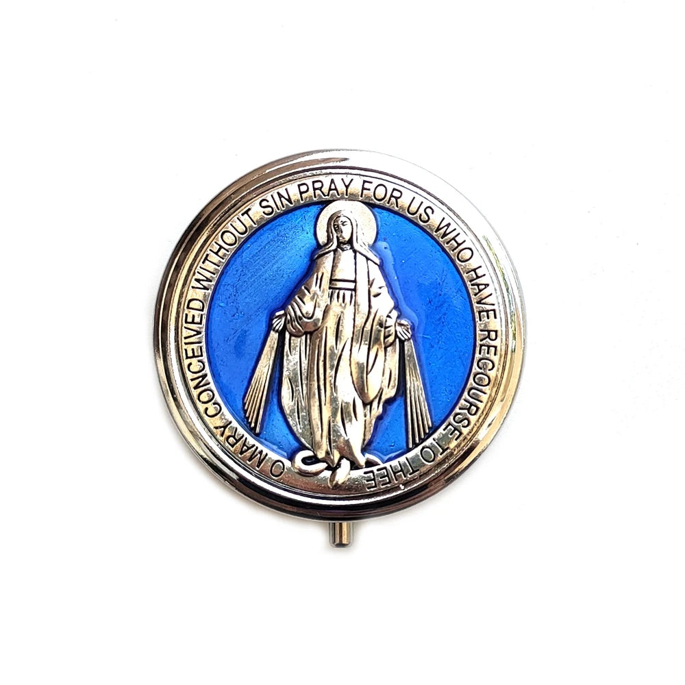 Retro Metal Guadalupe Holy Grail Saint Benedict Rosary Gift Box