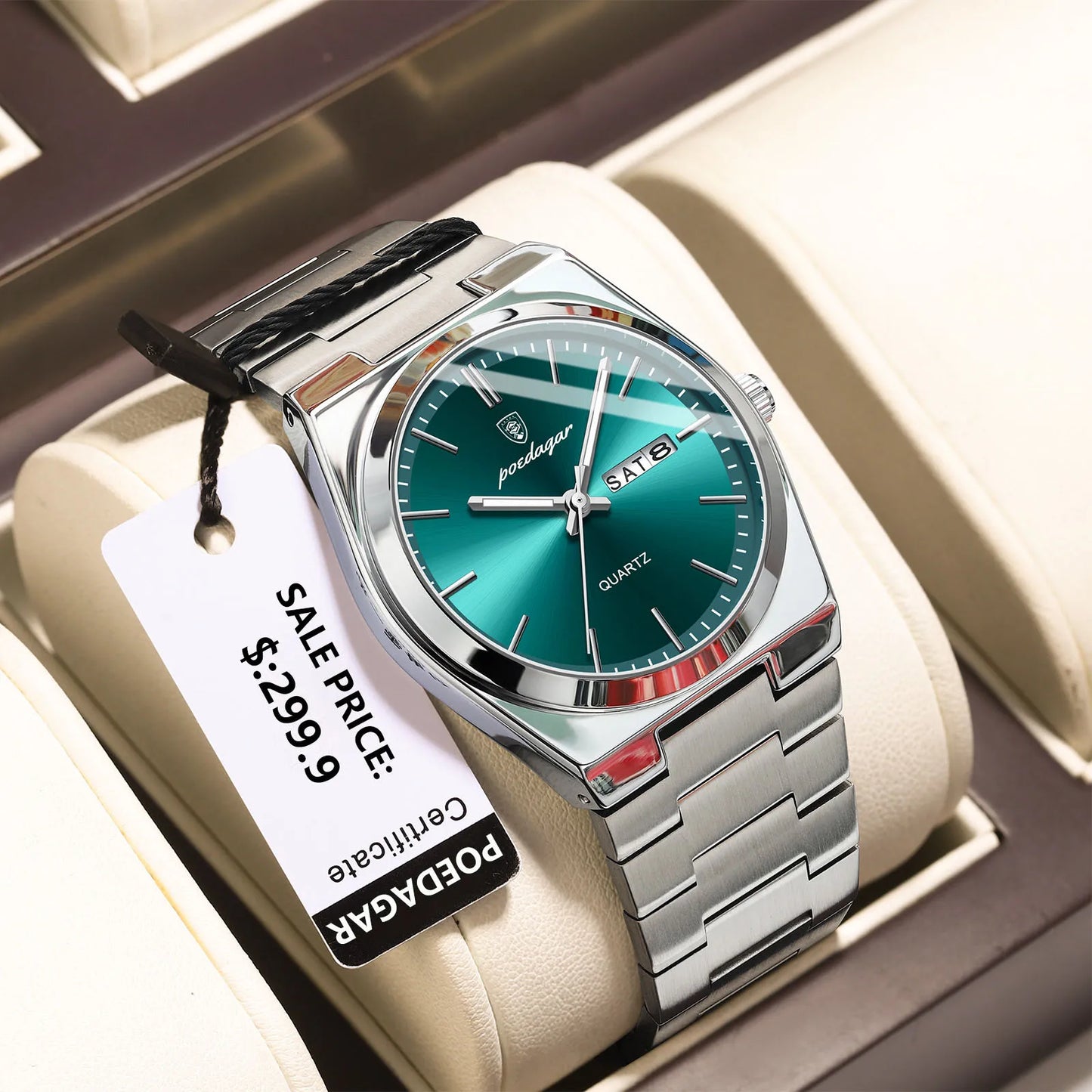 Men's Luxury Quartz Watch Stainless Steel Waterproof Luminous Date Week