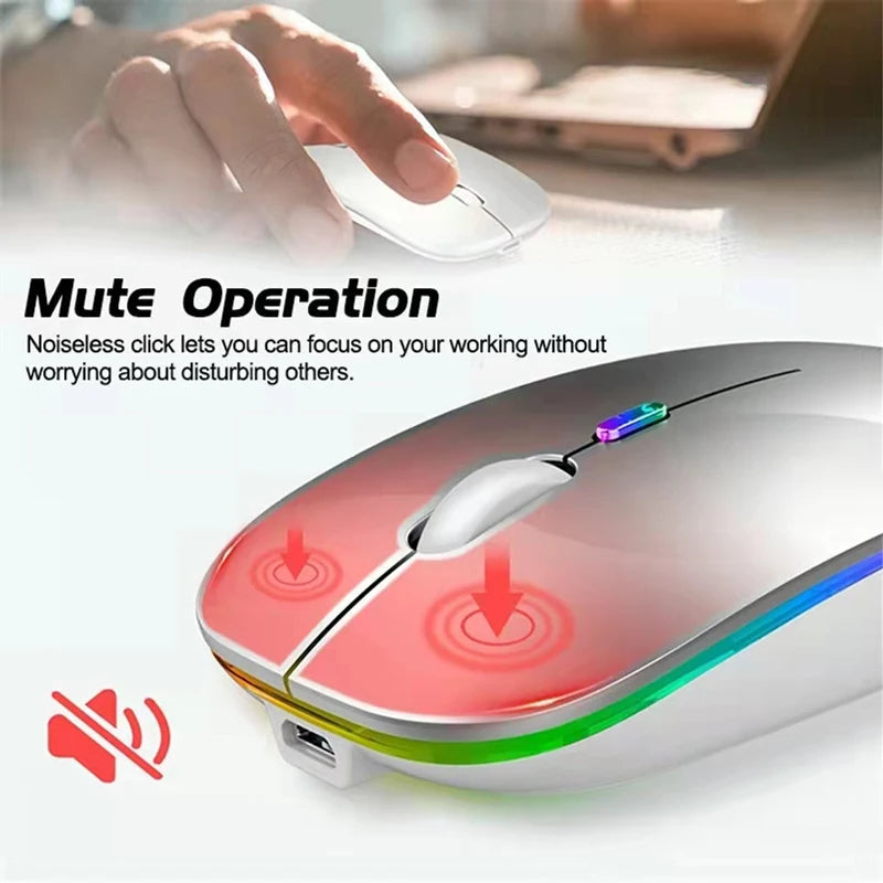 LED Wireless Mouse USB Rechargeable
