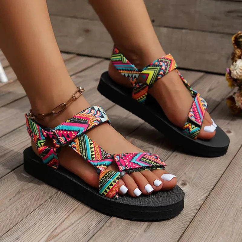 Women Summer Flat Shoes Hemp Rope Set Foot Beach Sandals Outdoor