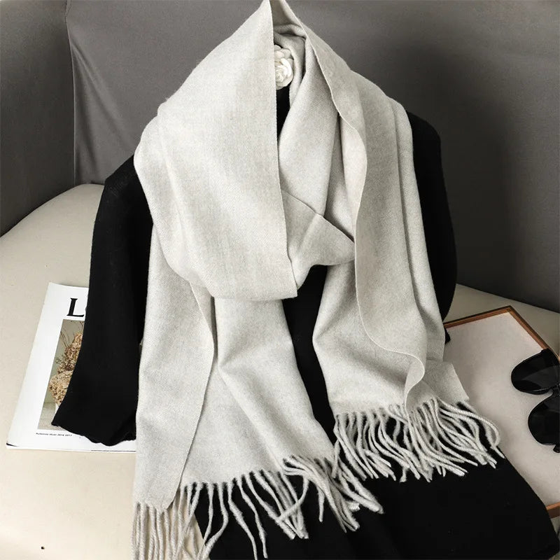 Color Solid Women Winter Scarf Warm Thicken Cashmere Shawl