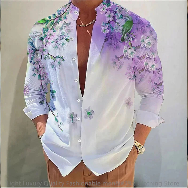 Men's Casual Soft Fabric Shirt Long-sleeved 3D printing XS-6XL