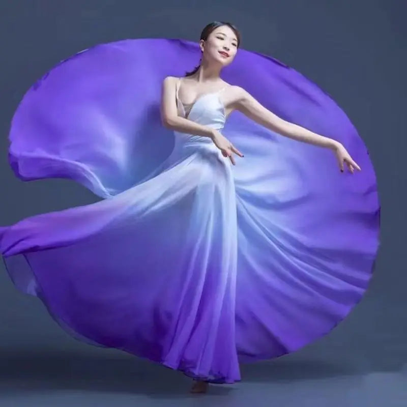 Women Classical Swing Dance Training Skirt Wrap Ethereal 720 Degree Skirt