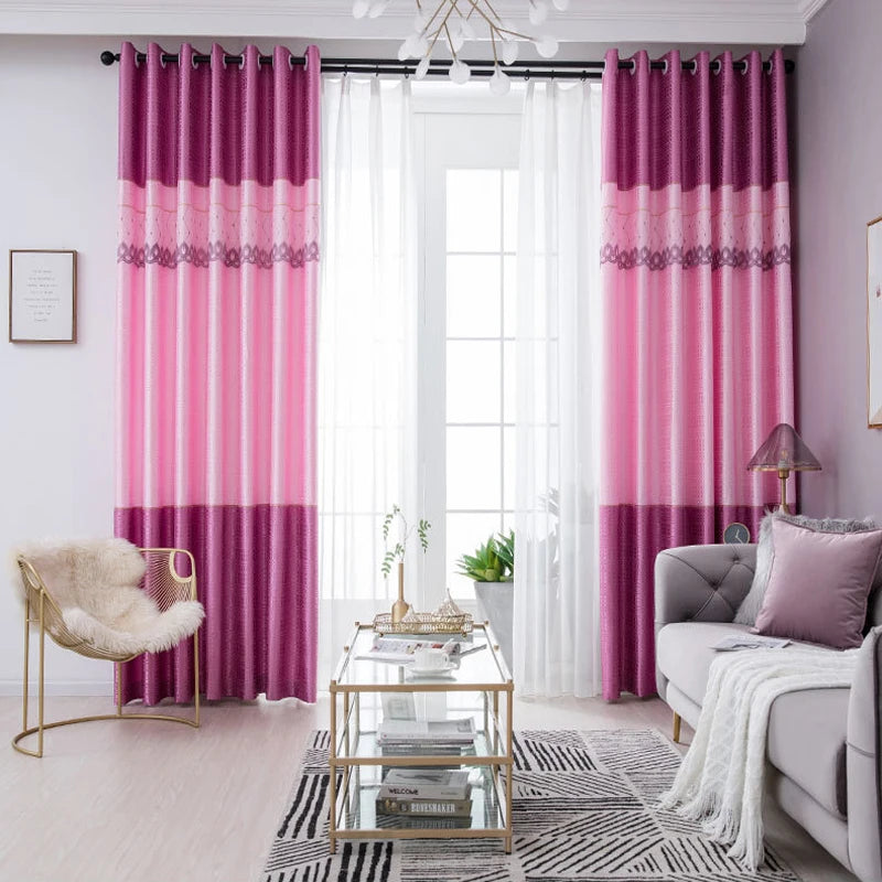 Dreamwood-Jacquard Polyester Curtain, Embroidered Double Craft Curtains, Striped Blackout, Bedroom, Living Room, New Luxury