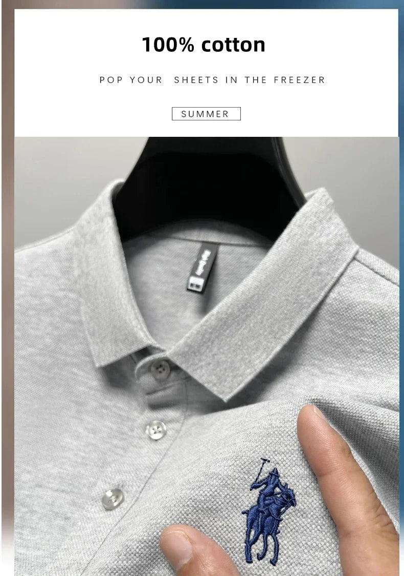 100% Cotton Breathable Short Sleeve Men's T-shirts Men Luxury Embroidery Relaxed POLO Shirt