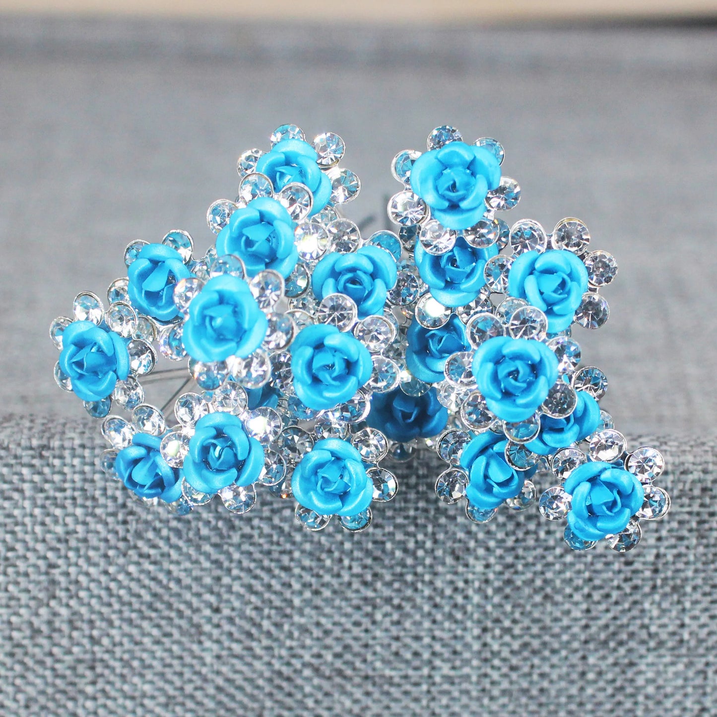 20PCS Rose Flower Rhinestone Hair Clips Crystal Hair Pins for Bridal Wedding Party Daily Hair Jewelry Accessories