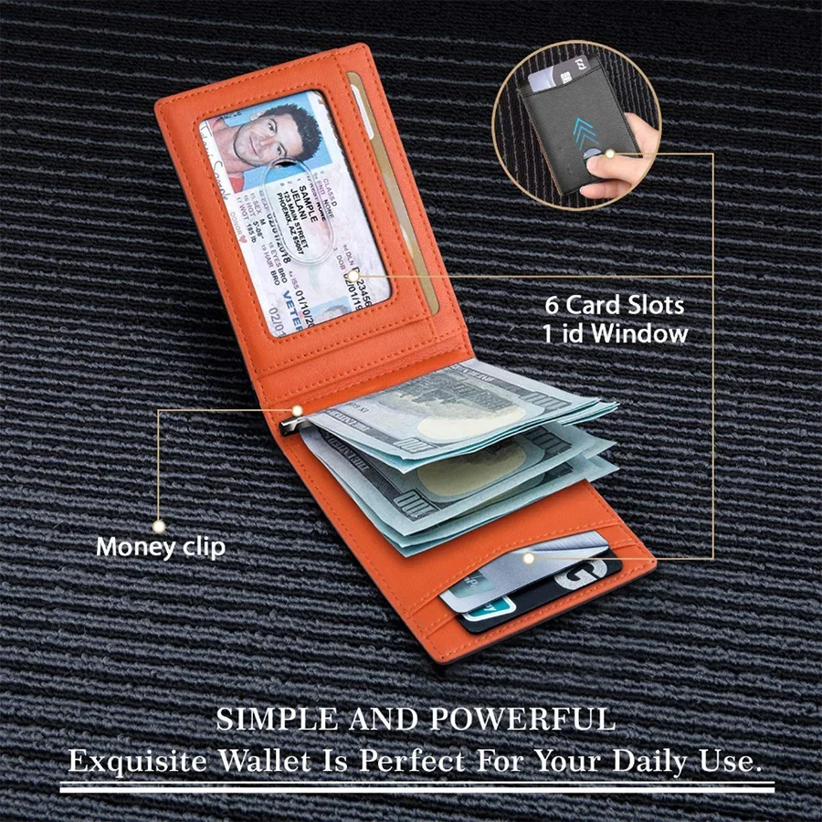 Synthetic Leather Slim Smart Wallet for Men Credit Card Holder RFID Blocking