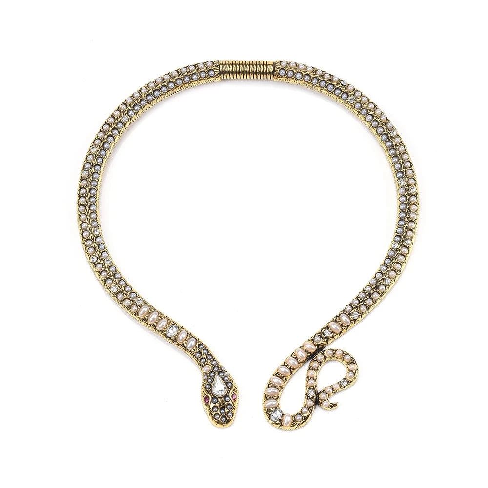 Baroque Open Choker Necklace Women Layered Crystal Tassel Large Collar Necklace Jewelry