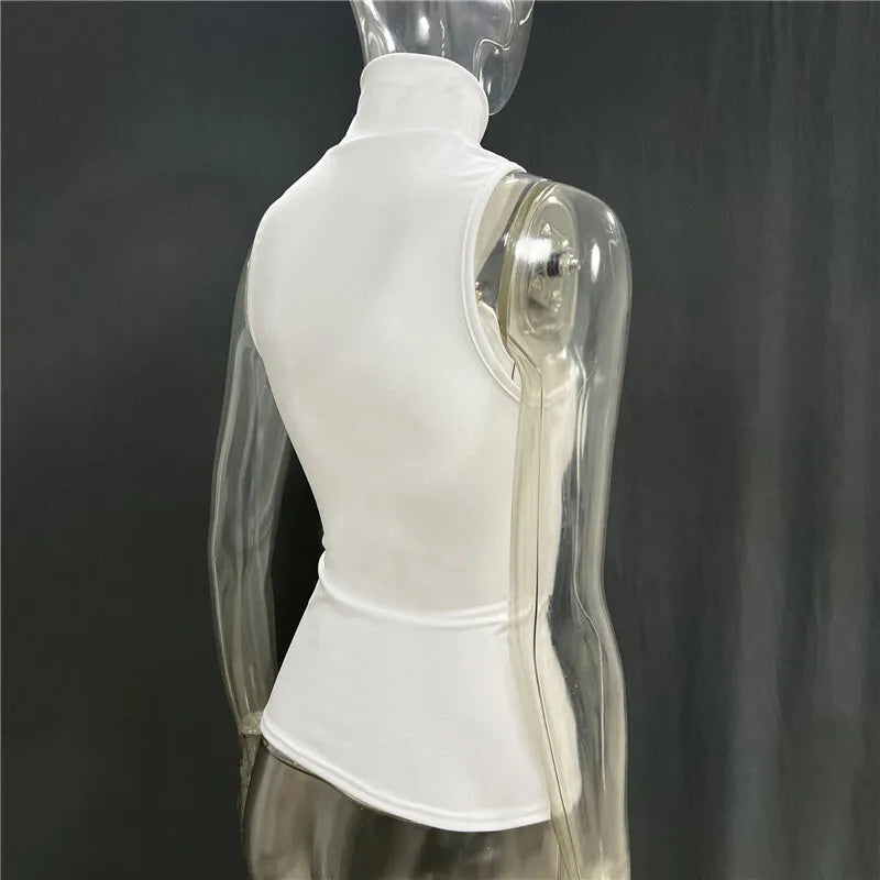 Turtleneck Basic Knit Women Tank Tops