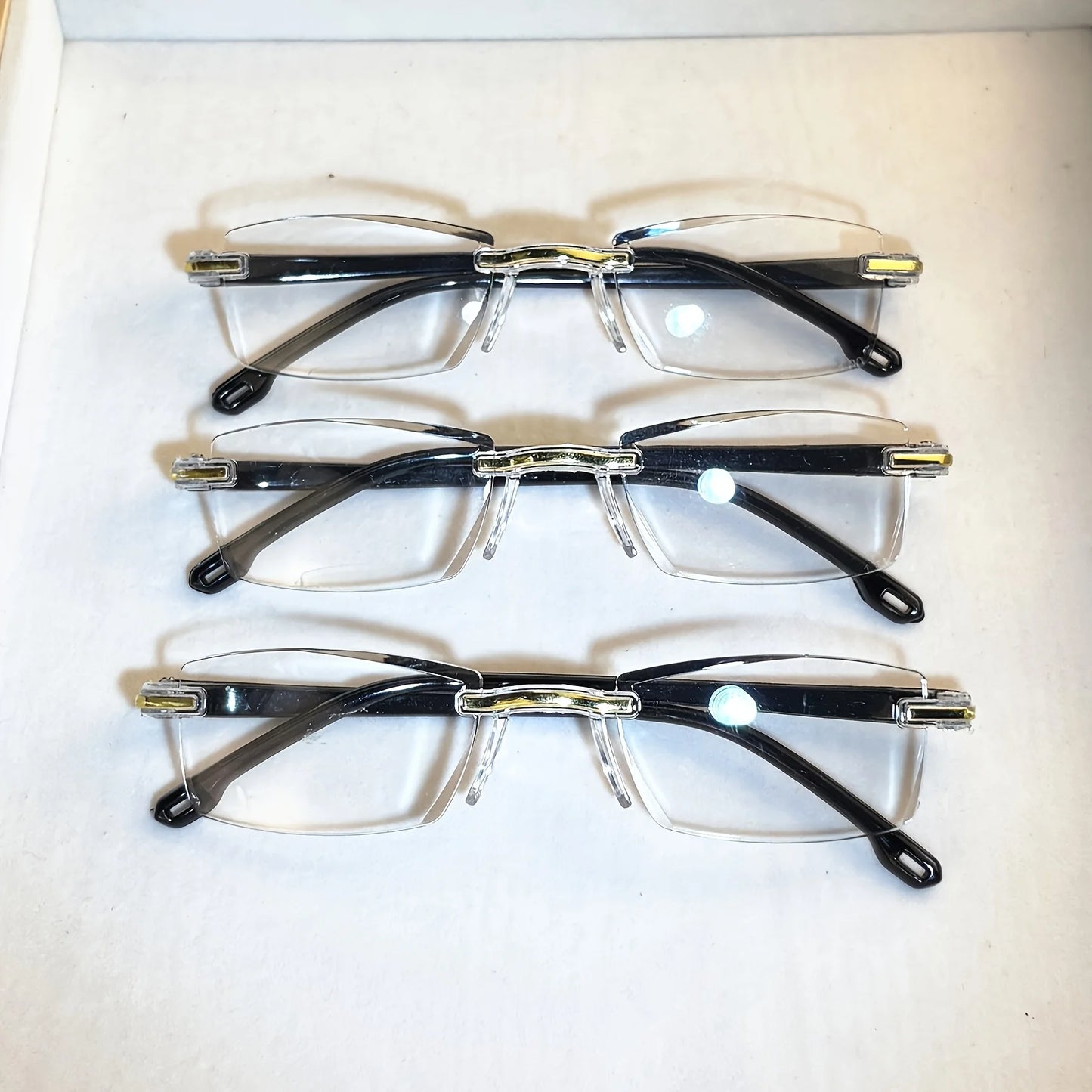 9-Pack Unisex Rectangle Rimless Reading Glasses