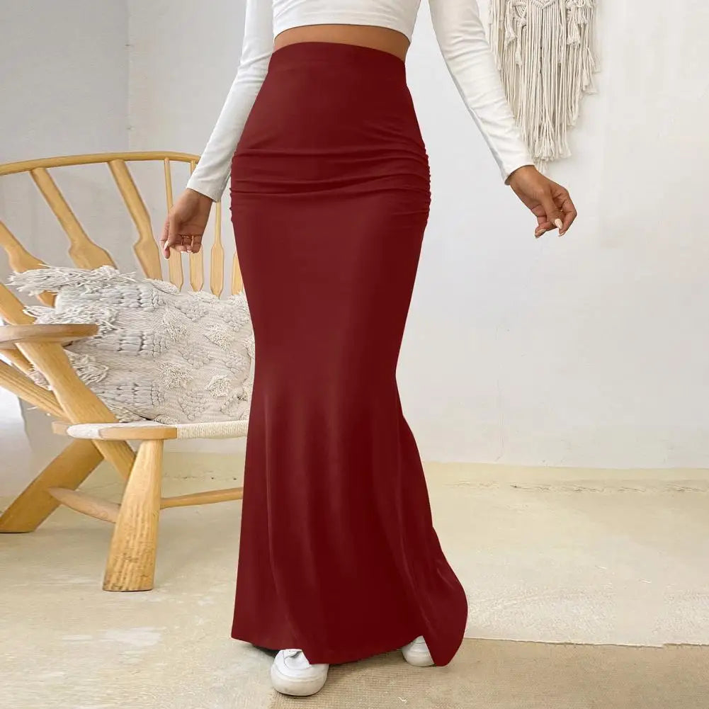 Women's Maxi Skirt Solid Color High Waist