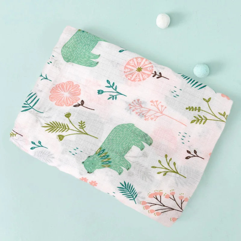 110cm Baby Swaddle Blanket Wrap Burping Clothes Dual Layers Muslin Blankets Boy Girl Organic Soft Cotton