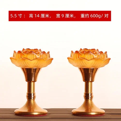 Colorful Glass Lotus Simulated Candlestick, Feng Shui Peace and Love