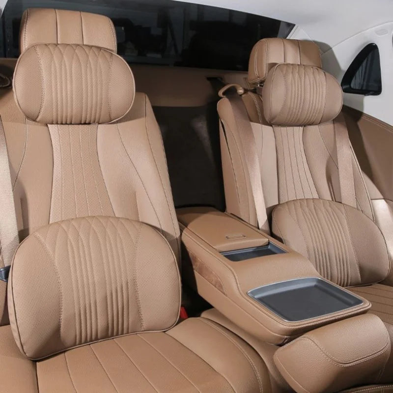 Memory Foam Car Lumbar Support Cushion Breathable Leather Seat Protection Neck Pillow Universal Car Seat Rest Pillow Accessories