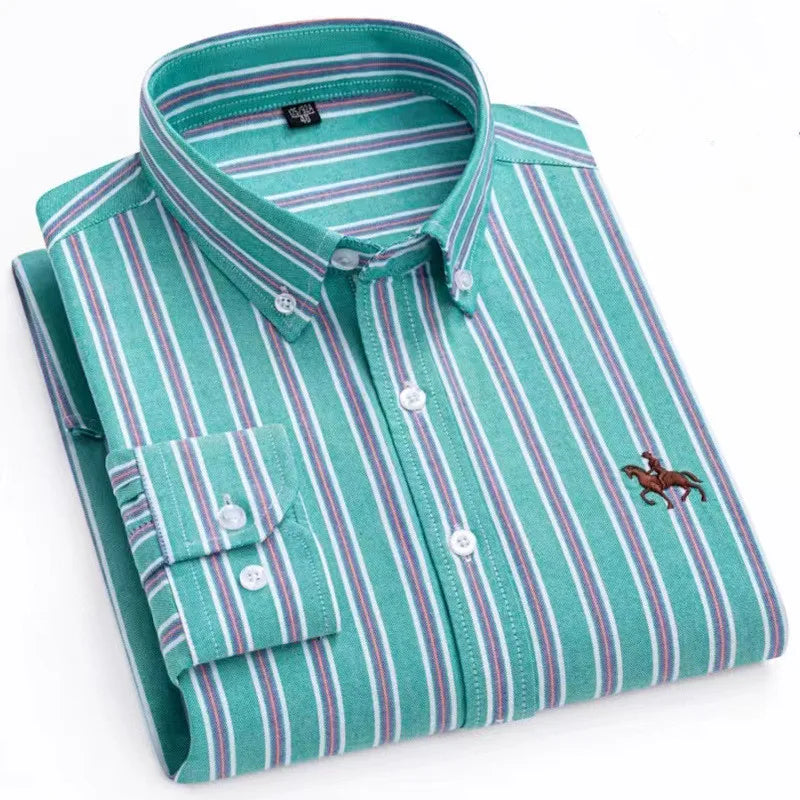 Men's Oxford Dress Shirts 100% Cotton Spring Long Sleeve Casual Business Formal