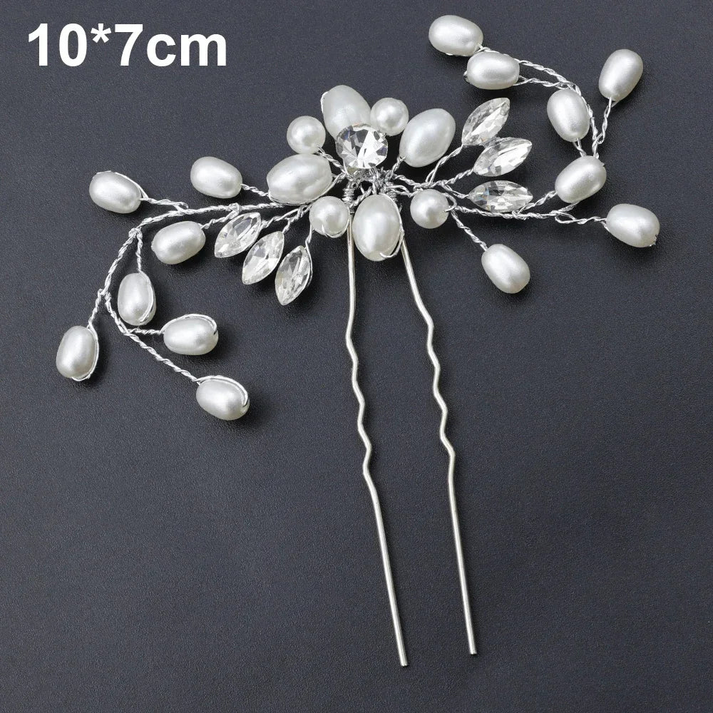 20pcs Elegant Pearl Crystal Hairpin Wedding Bridal U-shaped Metal Hair Comb Forks for Women