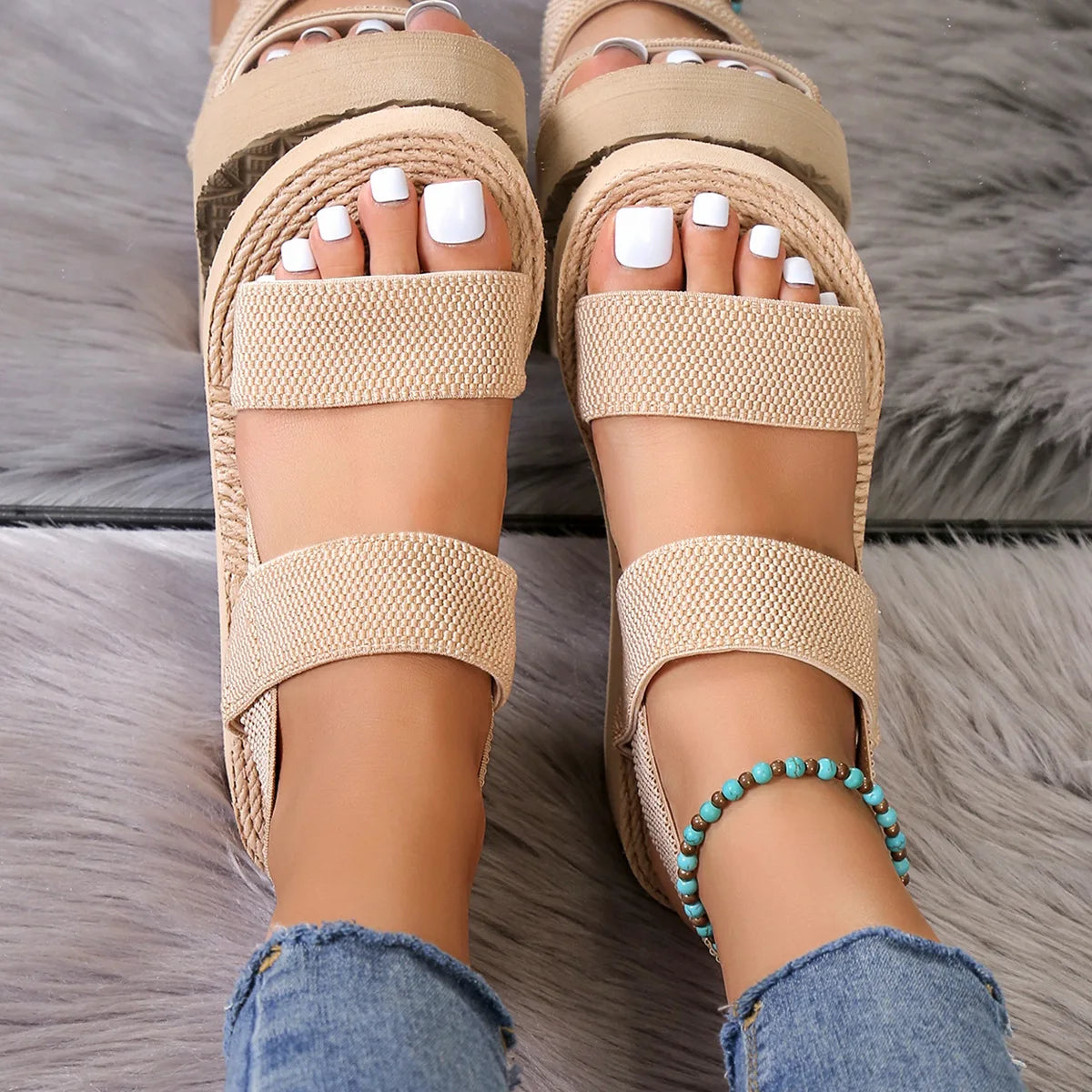 Women Lightweight Thick Sole Wedge Sandals