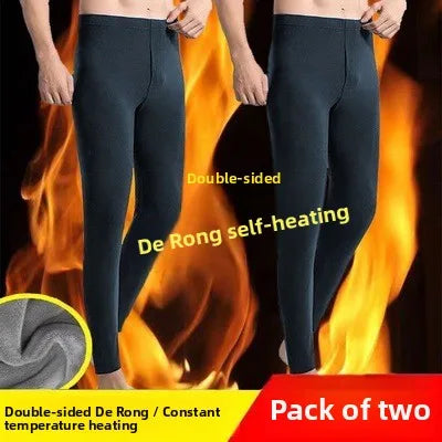 Thiened German Velvet Warm Men's Long Pants Winter Workwear Heated Thermal Fleece Lined Slim Fit Casual Trousers