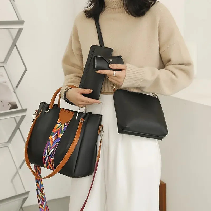 4 Pcs Luxury Handbag Large Capacity Women's Tote Shoulder, Wallet, Card Case Bag