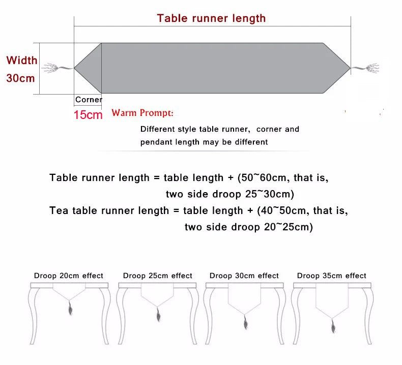 European Luxury Table Runner Multi Tassels Decor