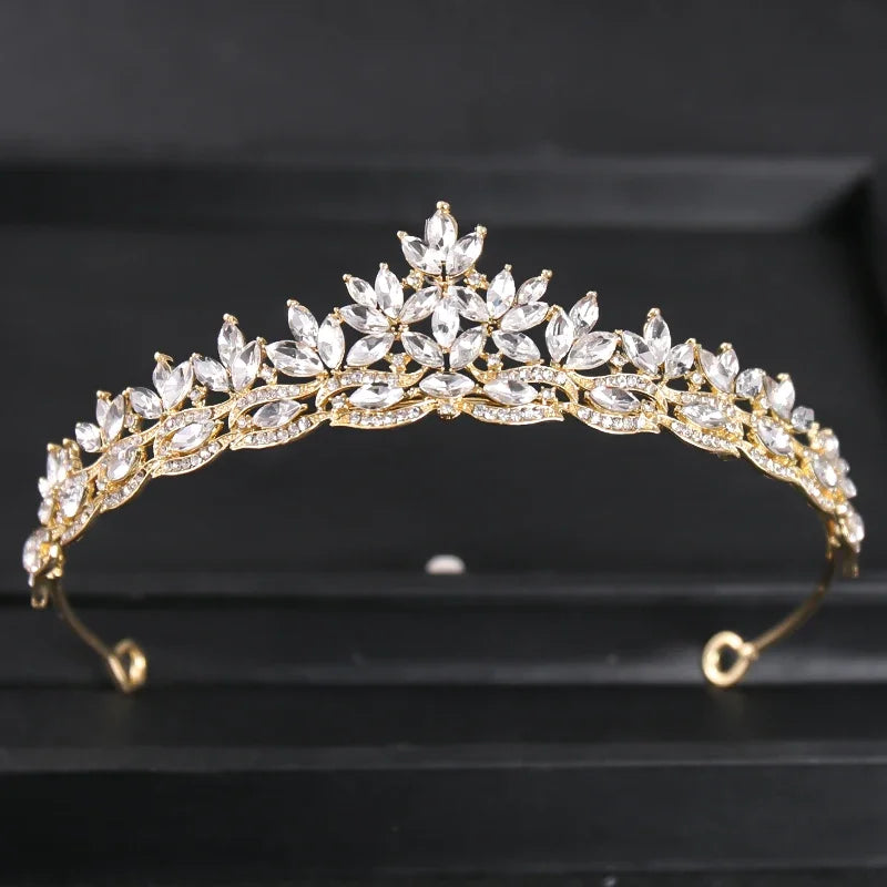 Gold Color Luxury Crystal Wedding Tiaras Crowns Party Rhinestone Prom Bridal Diadem Crown Tiara Hair Jewelry