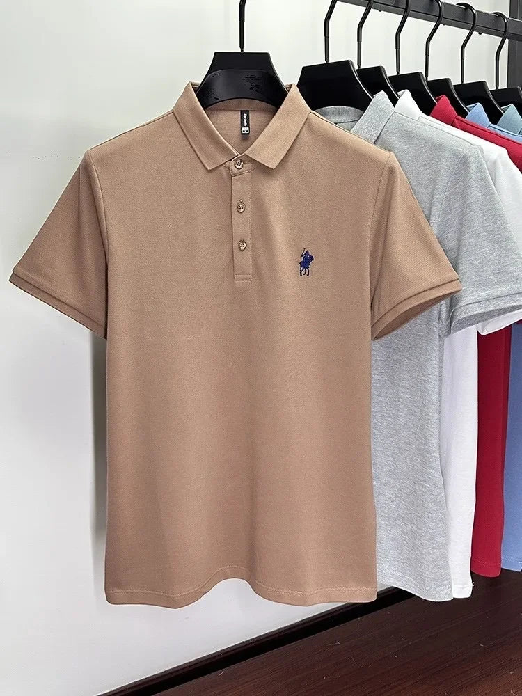 100% Cotton Breathable Short Sleeve Men's T-shirts Men Luxury Embroidery Relaxed POLO Shirt