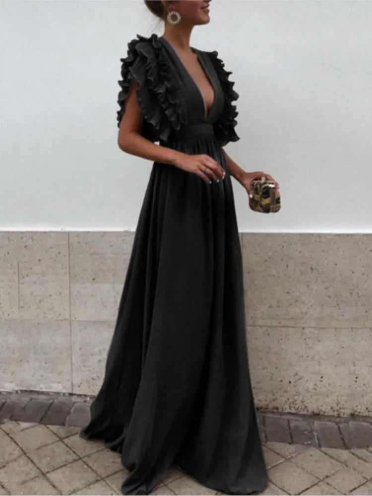 Elegant Sexy V-neck Backless Dress