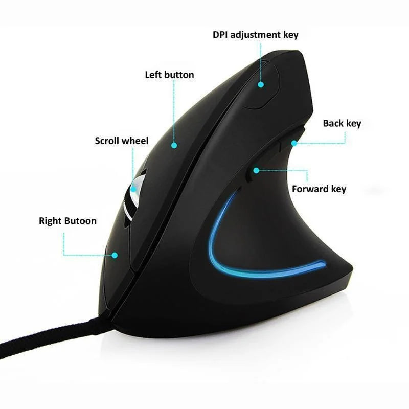 Wired Right Hand Vertical Gaming RGB Mouse