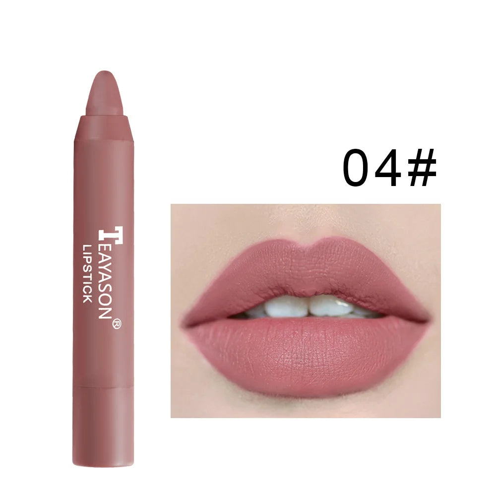 12 Colors Velvet Matte Lipstick Pen Waterproof Lasting Nude Crayon